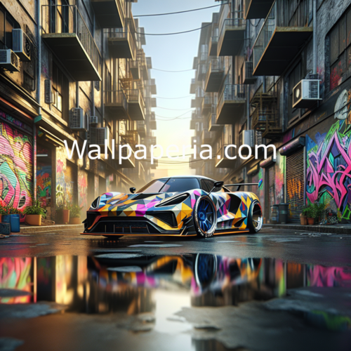 Colorful place with car