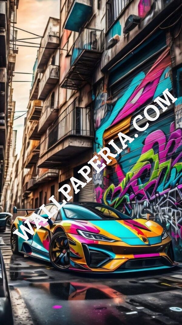 Colorful place with car